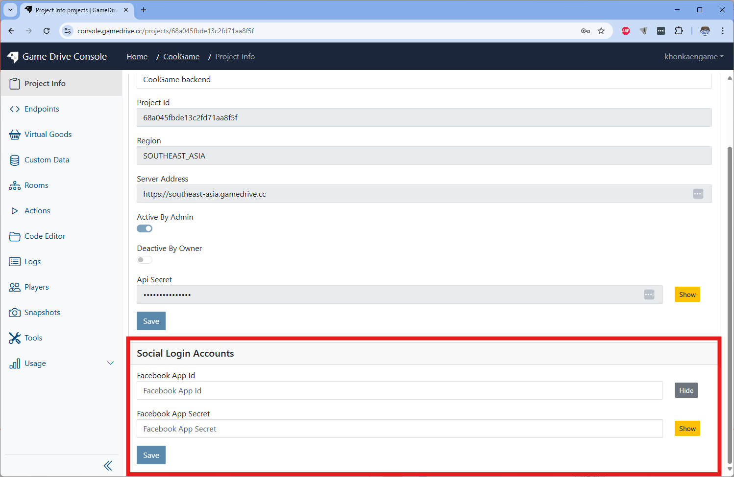 Project Info Facebook Account