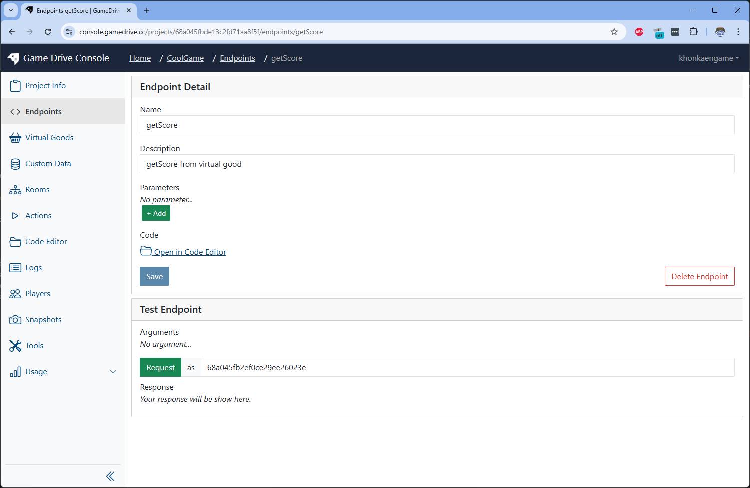 Get Score endpoint create