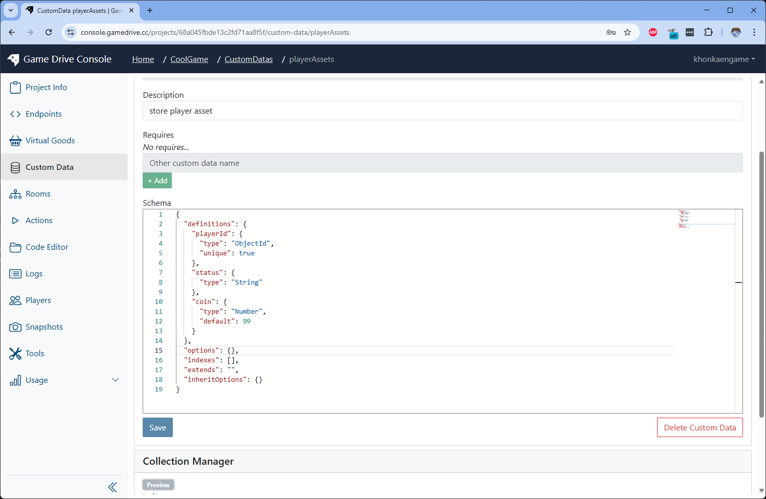 Defined Schema and index