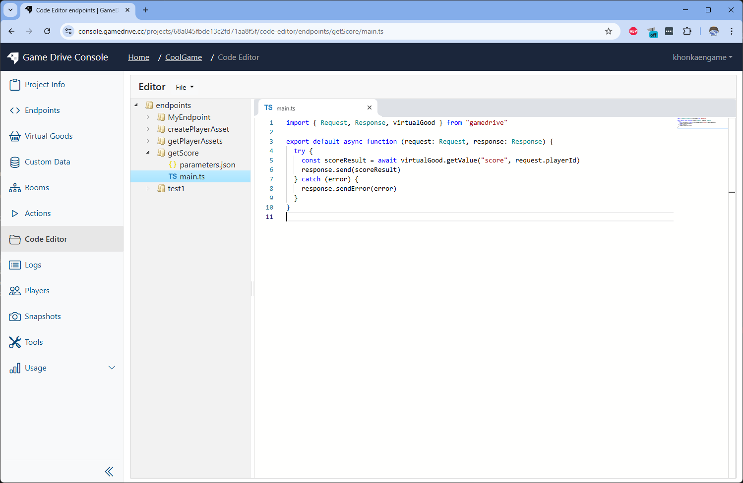 Get Score endpoint code