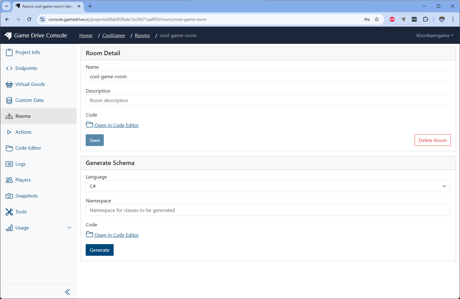 ROom detail generate schema