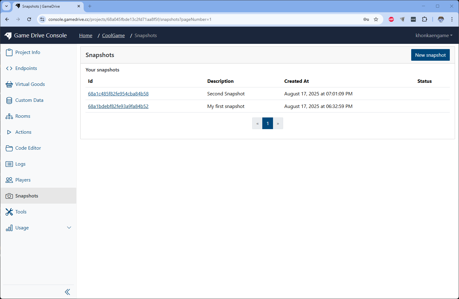 Make second snapshot
