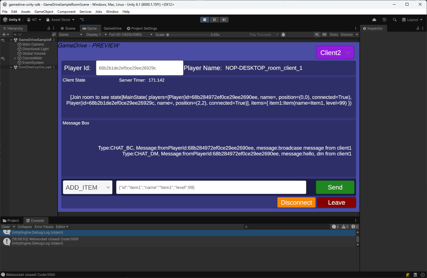 Client 2 receive message