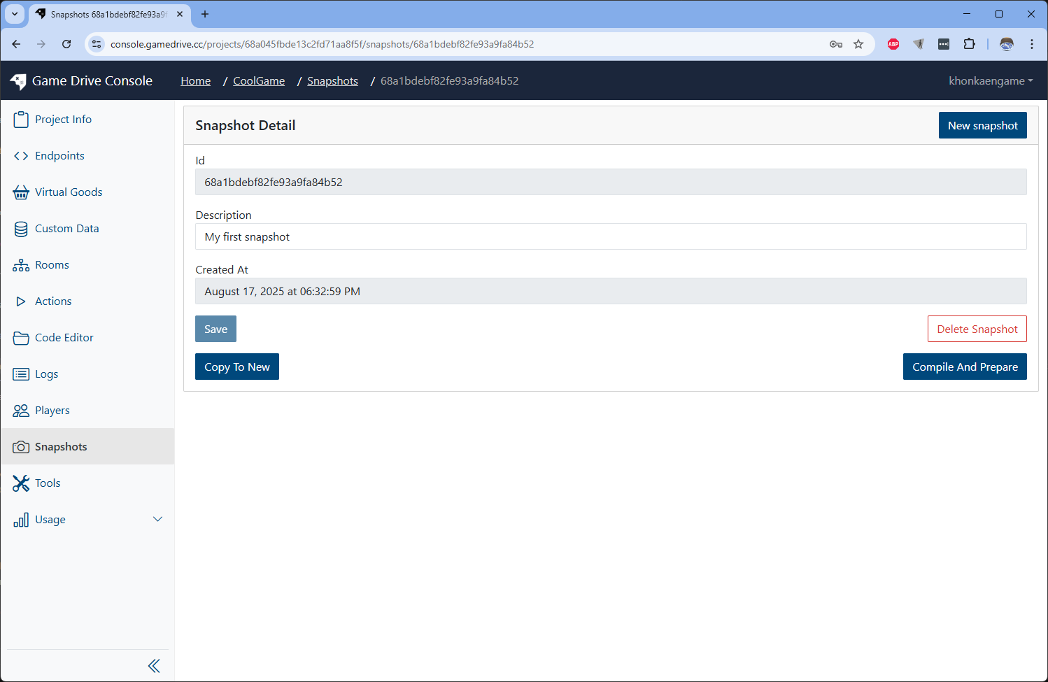 Make second snapshot