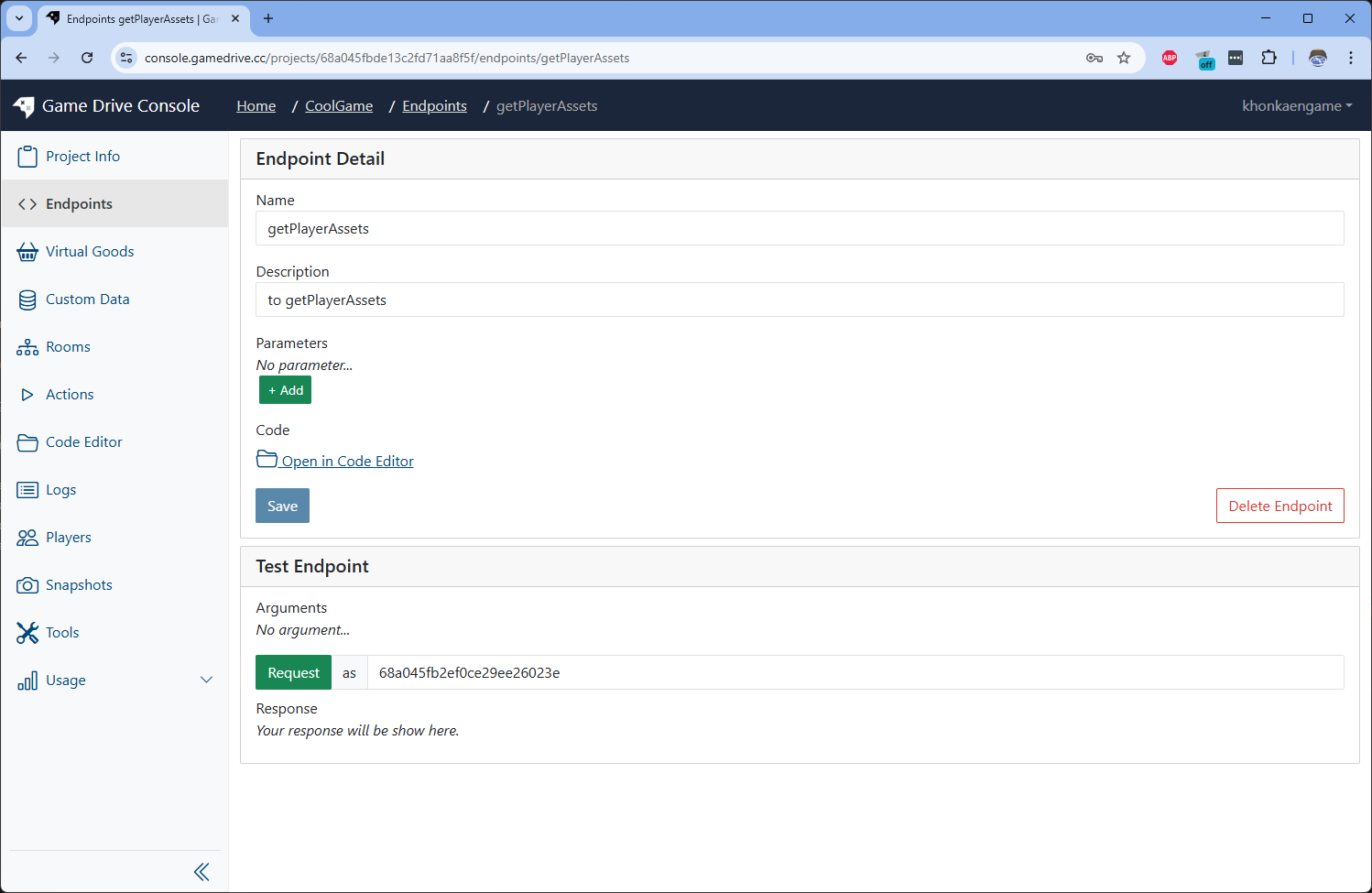 Create get player asset